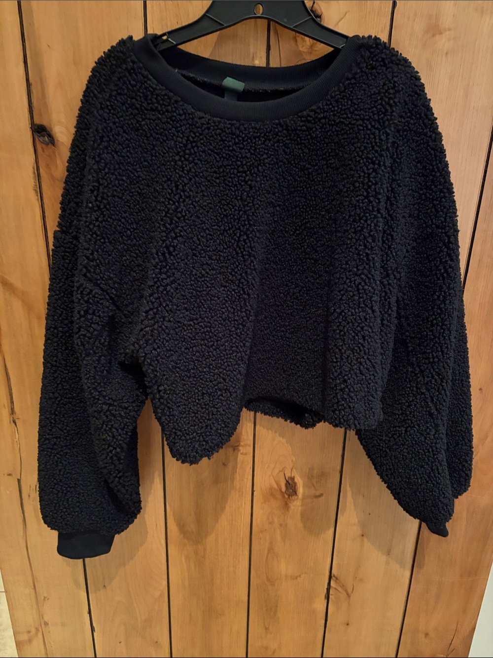 wild fable Black Cropped Teddy Sherpa Sweatshirt